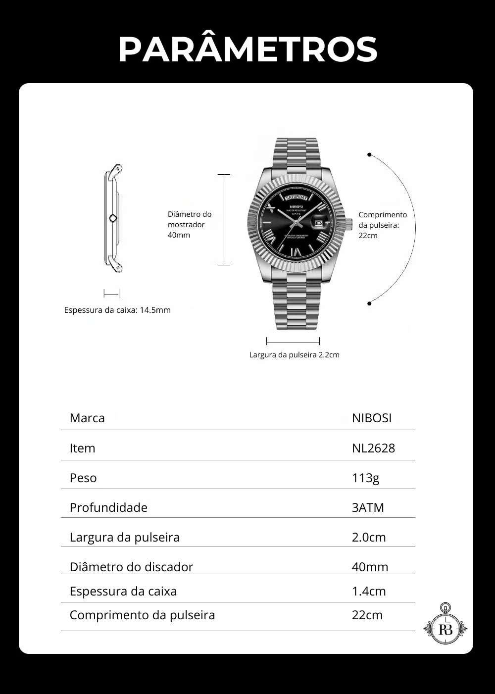 Relógio Nibosi Masculino Prata Numeral Romano 0993